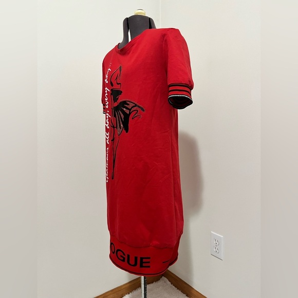 Red Tricotto Glam Dress with Black Accents - Picture 8 of 12